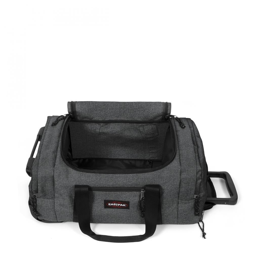 Eastpak LEATHERFACE S +, Kleine Reisetasche, Black Denim (grau), 41L, mit 2 Rädern