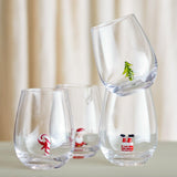 Bloomingville Misa Weihnachtsgläser, Glas 560 ml 4er Set mit Weihnachtsmotiv