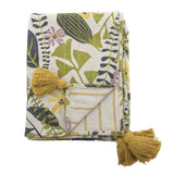 Bloomingville Camelie Decke bunt - Plaid mit Blumenmuster Baumwolle für Sofa Wohnzimmer