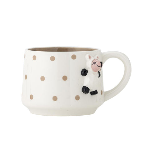 Bloomingville MINI Dolly Tasse mit Schaffigur verziert, Steingut, Kindertasse, dänisches Design
