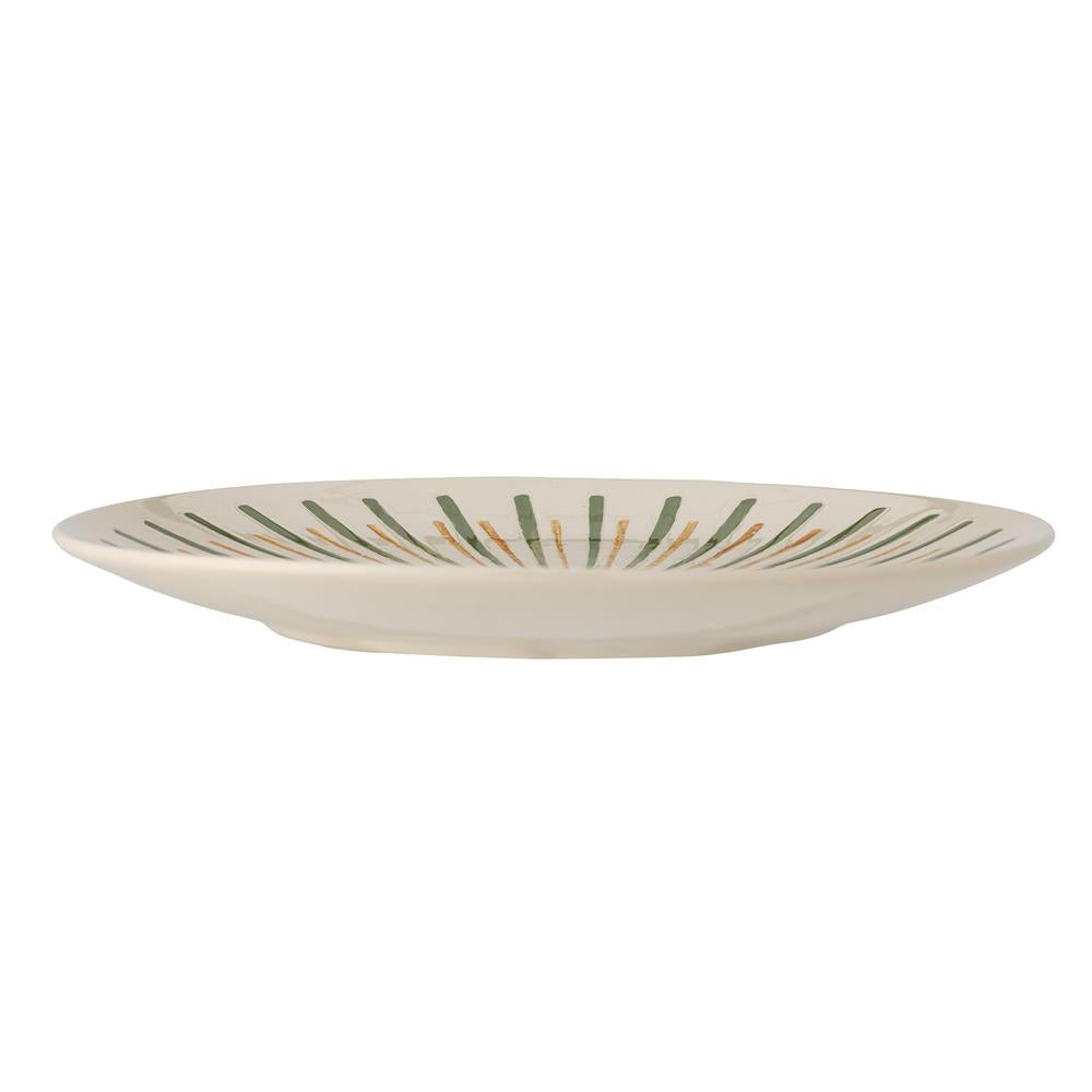 Bloomingville Heikki Servierplatte – grüne Steingutplatte, handbemalt, 35 cm