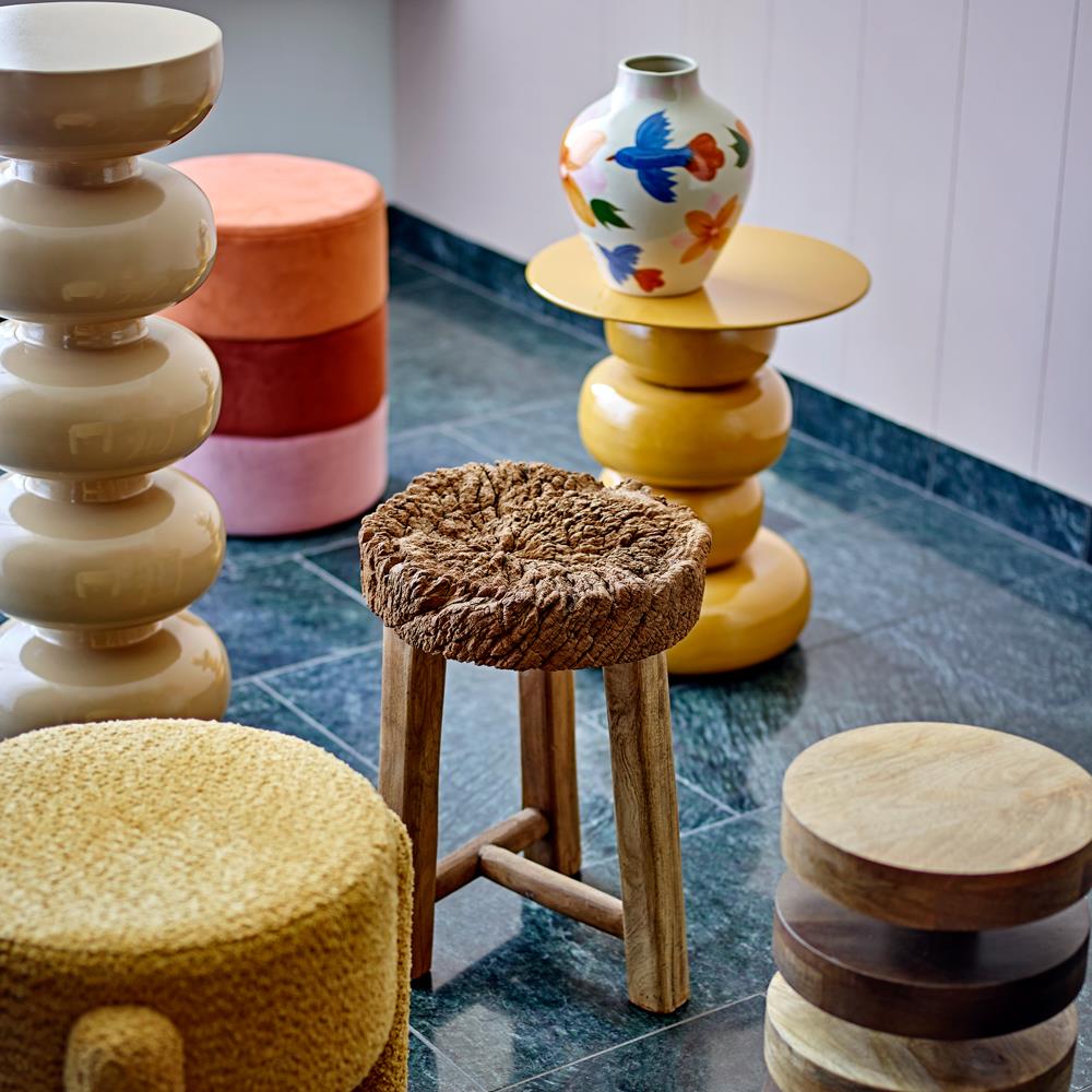 Bloomingville Bilbao Pouf Hocker Orange Polyester D37xH45 cm – vielseitiger Sitzpouf