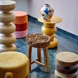 Bloomingville Bilbao Pouf Hocker Orange Polyester D37xH45 cm – vielseitiger Sitzpouf