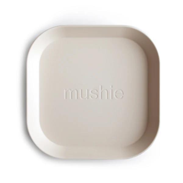 Mushie Kinderteller 2er Set, Ivory, quadratisch, BPA-frei