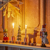 Bloomingville Vadim Weihnachtsmann-Zug – 51 cm Weihnachtsdeko aus Holz mit Kerzenhaltern, dänisches Design