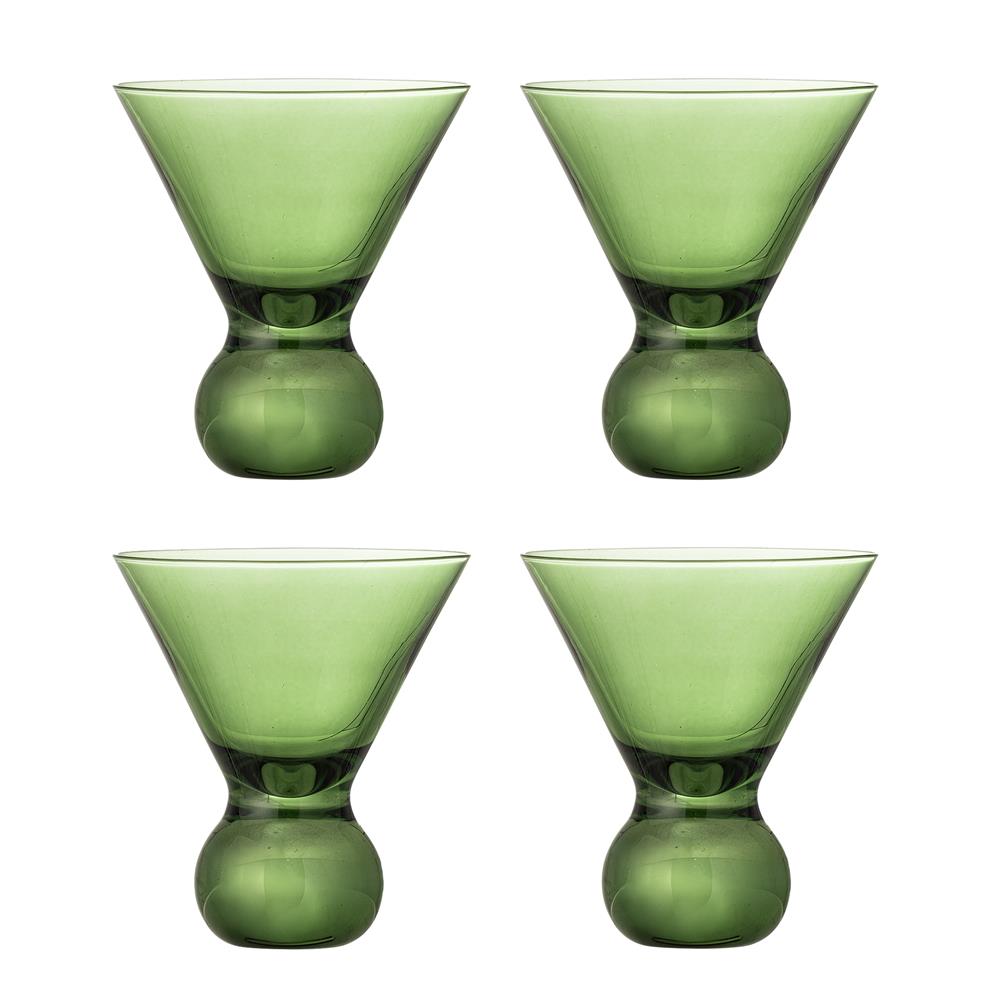 Bloomingville Corliss Cocktailglas aus Glas in Grün 165 ml – 4er Set für Tischdeko