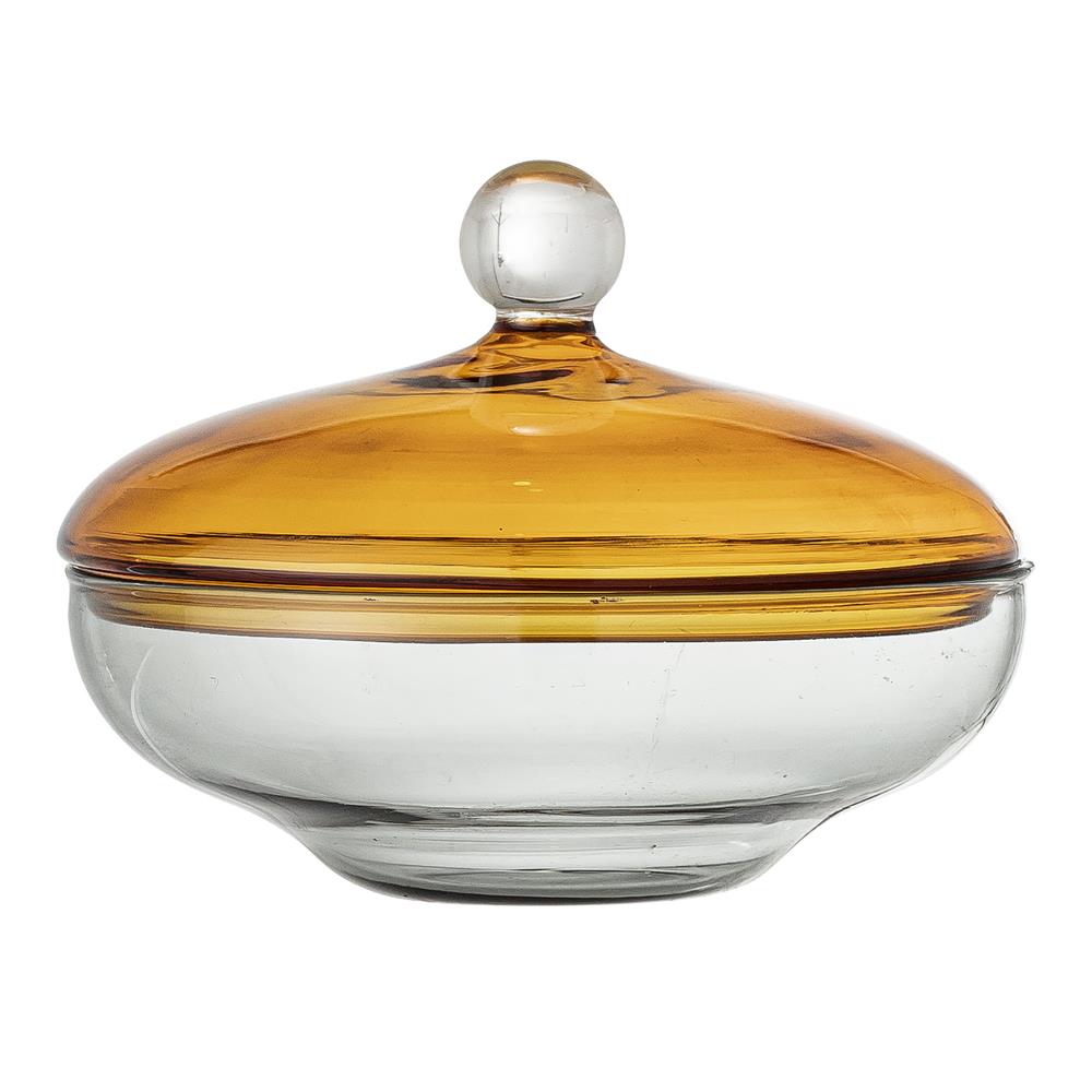 Bloomingville Danni Schale mit Deckel Gelb Glas 12x9cm Vorratsdose Behhälter Gefäß dänisches Design