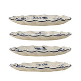 Bloomingville Eimy Teller 4er Set D20,5 cm blau - Steingut Teller mit Blumenmotiv für Tischdeko