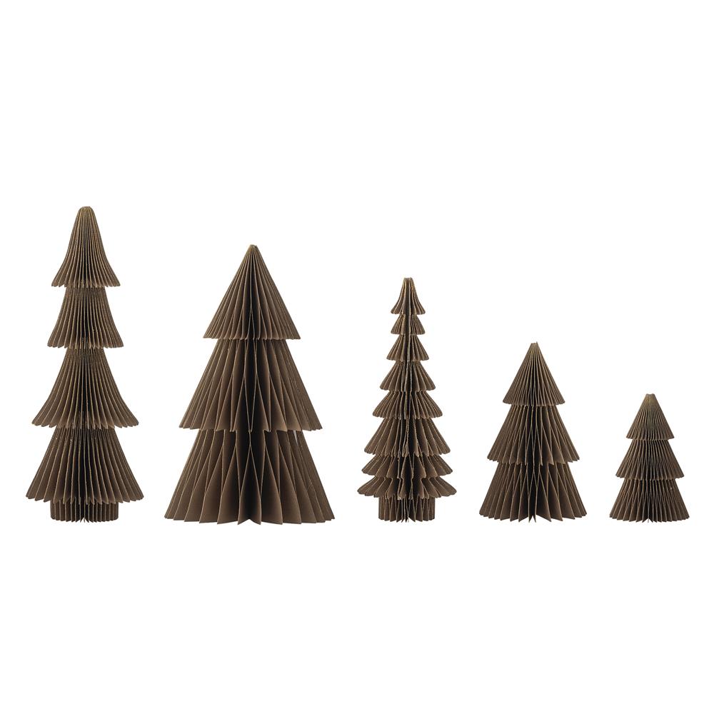 Bloomingville Milan Deko-Baum Braun Papier 5er Set Weihnachtsdeko Faltbaum