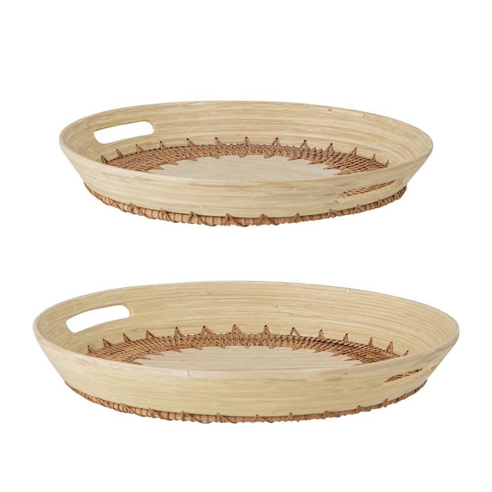 Bloomingville Lany Tablett-Set aus Bambus & Rattan – 2 verschiedene Größen