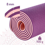 Yogamatte 183 x 61 x 0,8 cm Fitnessmatte Violett Gymnastikmatte rutschfest | HMS YM10
