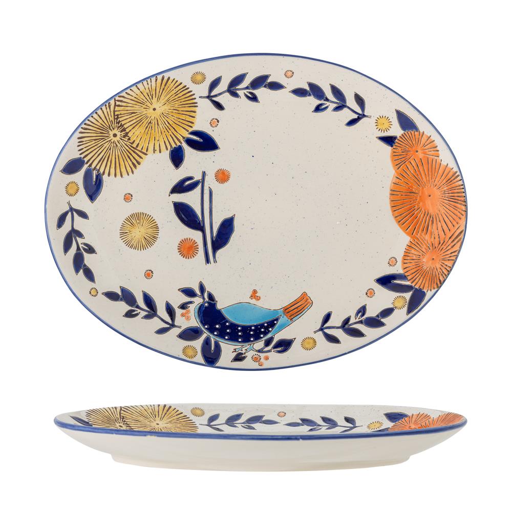 Bloomingville Lynna Servierplatte blau Steingut 34x25 cm mediterran