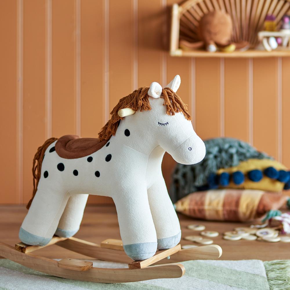 Bloomingville MINI Merlen Schaukelspielzeug Pferd aus Polyester, Weiß