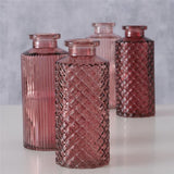 BOLTZE Vase Panja 4er Set, Glasvasen, Blumenvasen in Dunkelrosa und Hellrosa