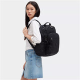 Kipling SEOUL L, Großer Schulrucksack mit 15-Zoll-Laptopfach, 27L, Signature Emb (schwarz)