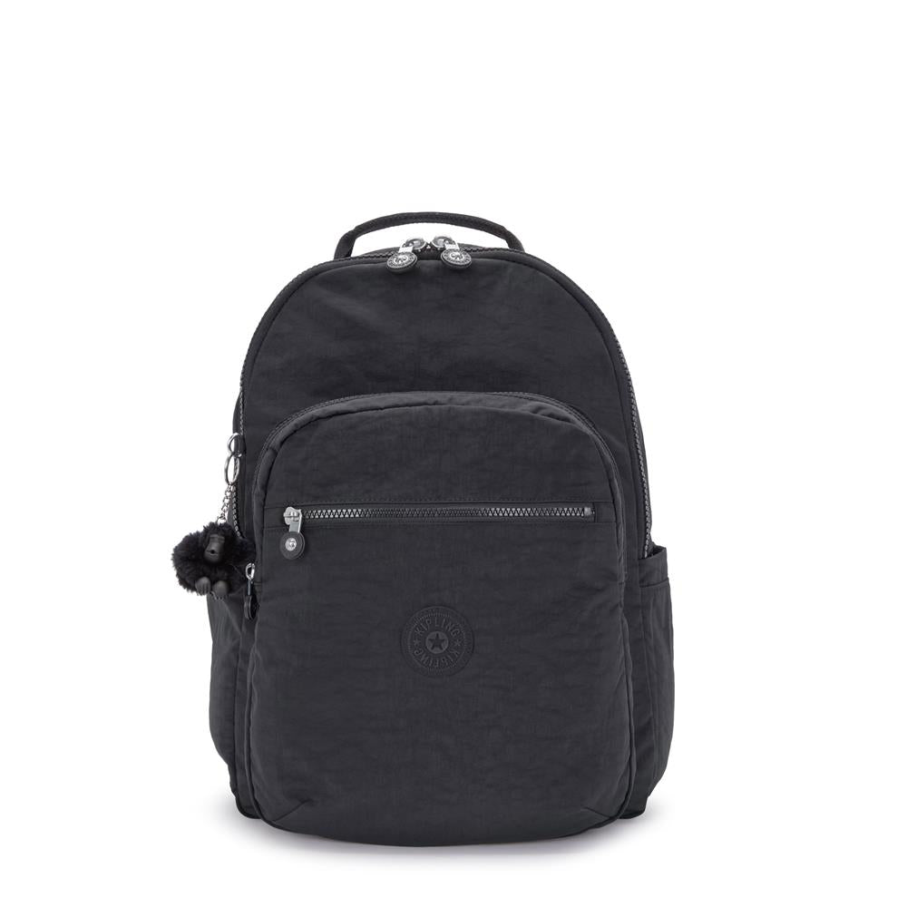Kipling SEOUL L, Großer Schulrucksack mit 15-Zoll-Laptopfach, 27L, Black Noir (schwarz)