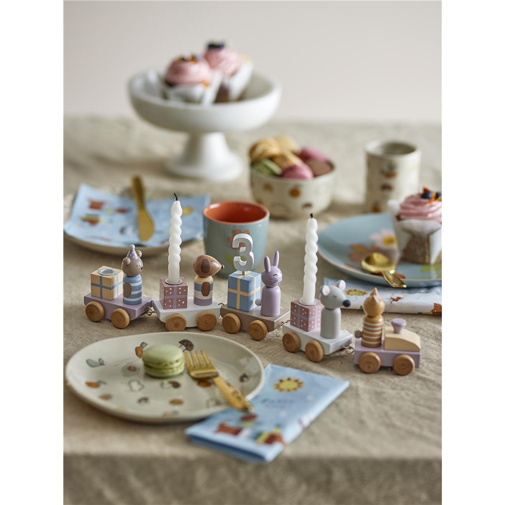 Bloomingville MINI Junaid Geburtstagsdekoration für Kindergeburtstag, Rosa, Geburtstagszug mit Zahlen