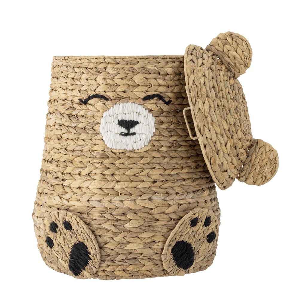 Bloomingville MINI Timone Korb mit Deckel, Bär, Spielzeugkiste, Aufbewahrungskorb, dänisches Design