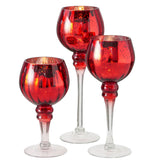 BOLTZE Windlicht Minou – 3er Set aus Glas in Rot/Gold, dekorativ & vielseitig, 30/25/20 cm