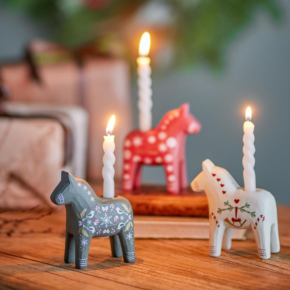 Bloomingville Siffer Kerzenhalter Pferd, Rot, 3er Set Weihnachtsdeko