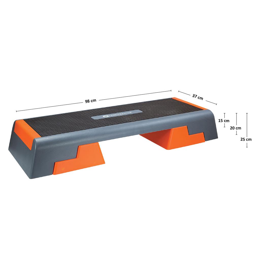 Aerobic-Steppbrett Schwarz/Orange höhenverstellbar bis 300 kg | HMS Premium AS007