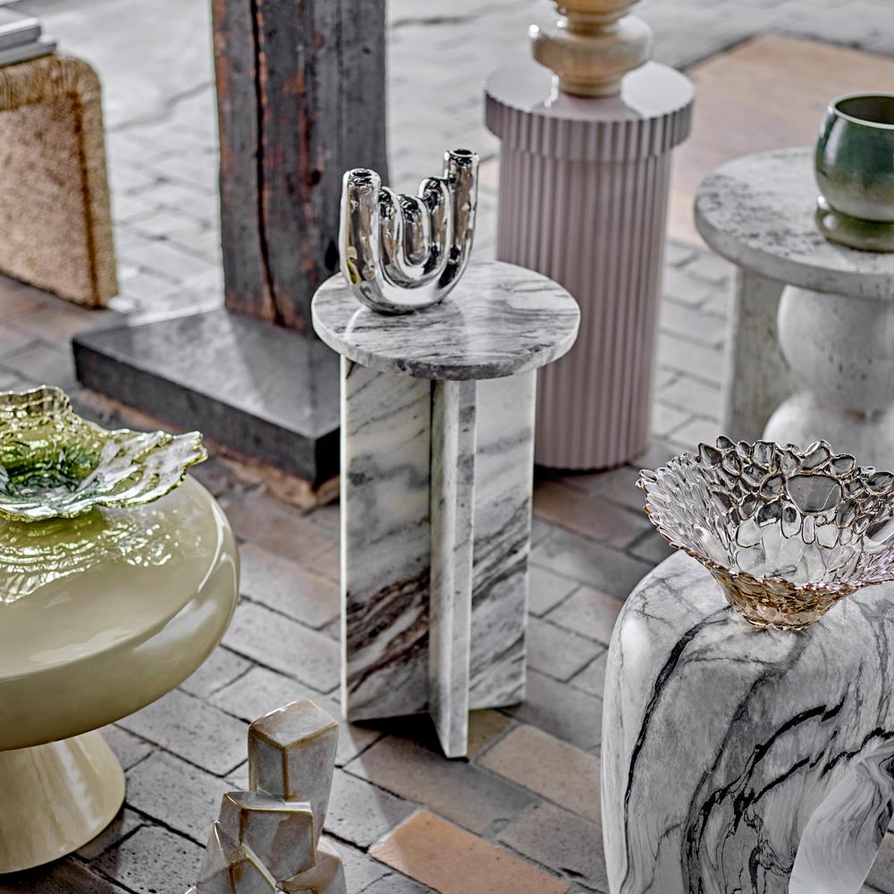 Bloomingville Timi Beistelltisch grau - Hochglanz Tisch geriffelt modern Wohnzimmer