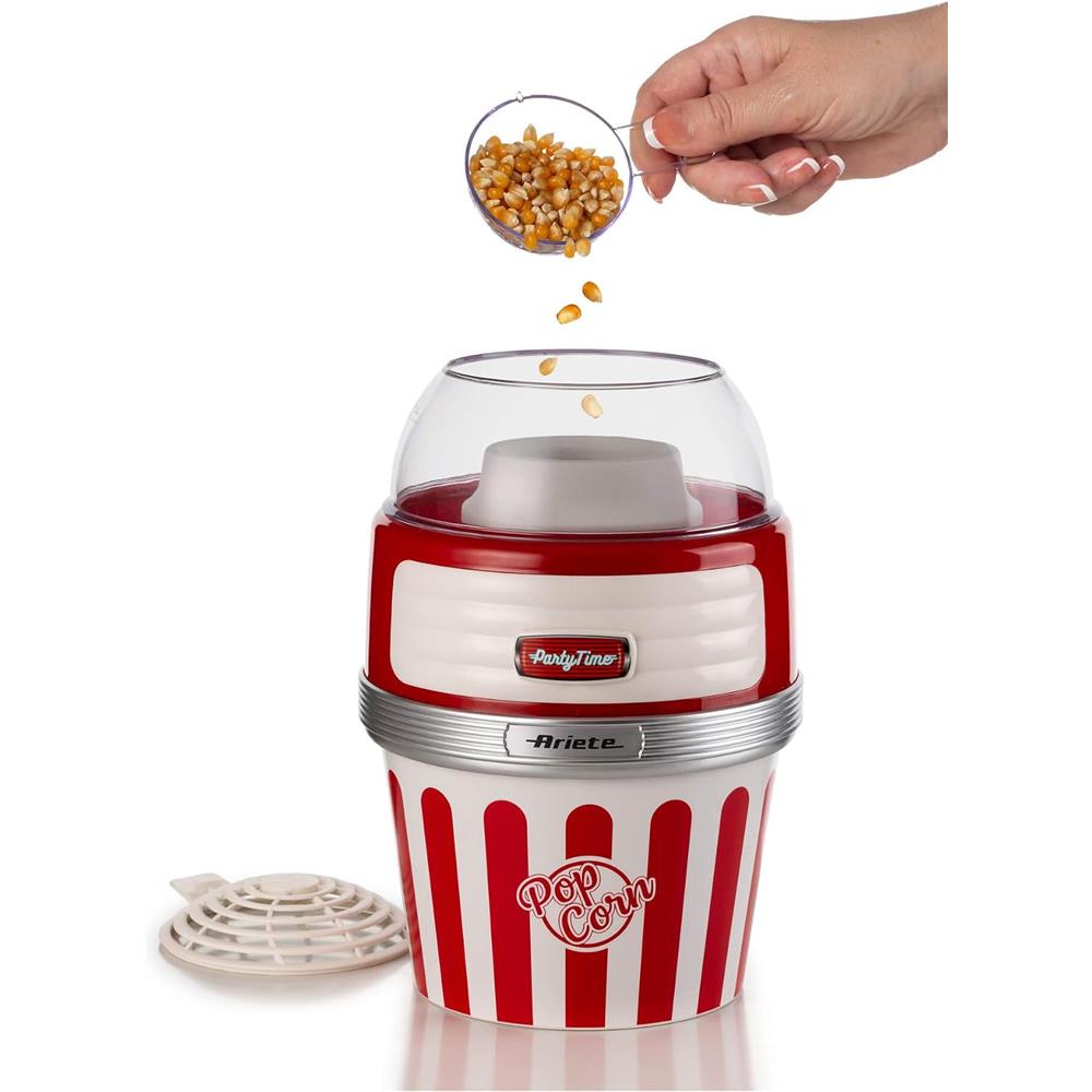 Ariete Party Time Popcorn Maker XL, Rot, Heißluft Popcornmaschine, Retro-Design, 50er Jahre-Stil