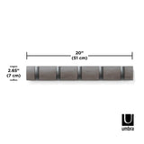 Umbra Flip Wandgarderobe, Garderobenleiste in Grau, mit 5 beweglichen Haken in Zinnfarben