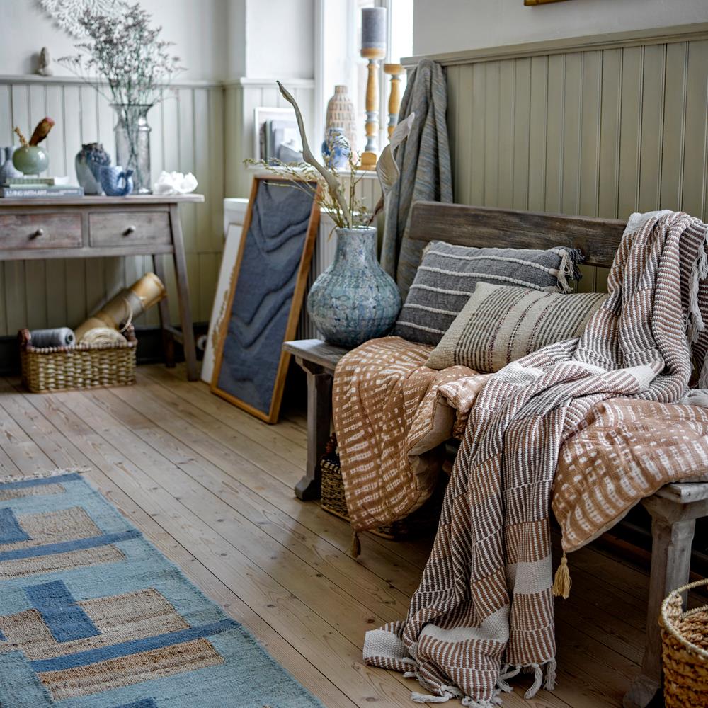 Bloomingville Isnel Decke natur recycelte Baumwolle 160x130 cm