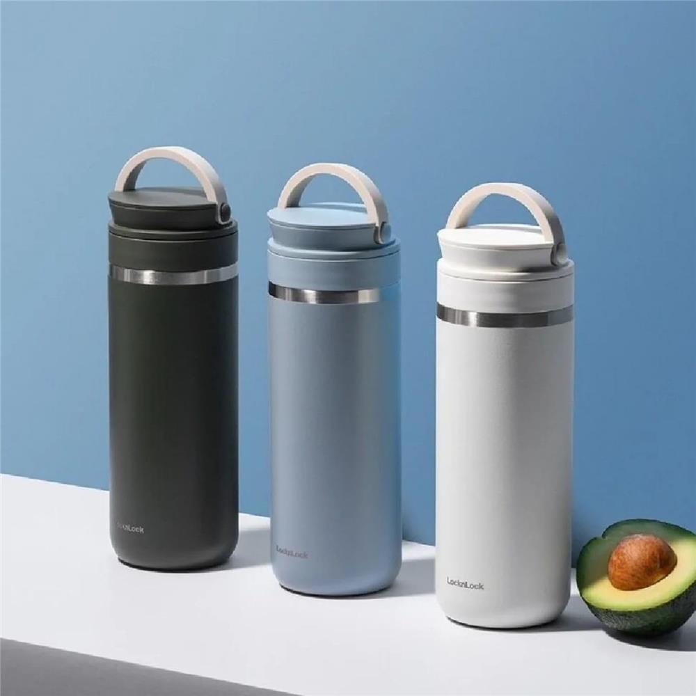 LocknLock Metro Thermobecher 475 ml Khaki - Edelstahl Tumbler auslaufsicher mit Griff