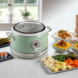 Ariete Vintage Reiskocher, Grün, 3,5L, Slow Cooker, Dampfgarer, 5 Programme, Keramikschüssel