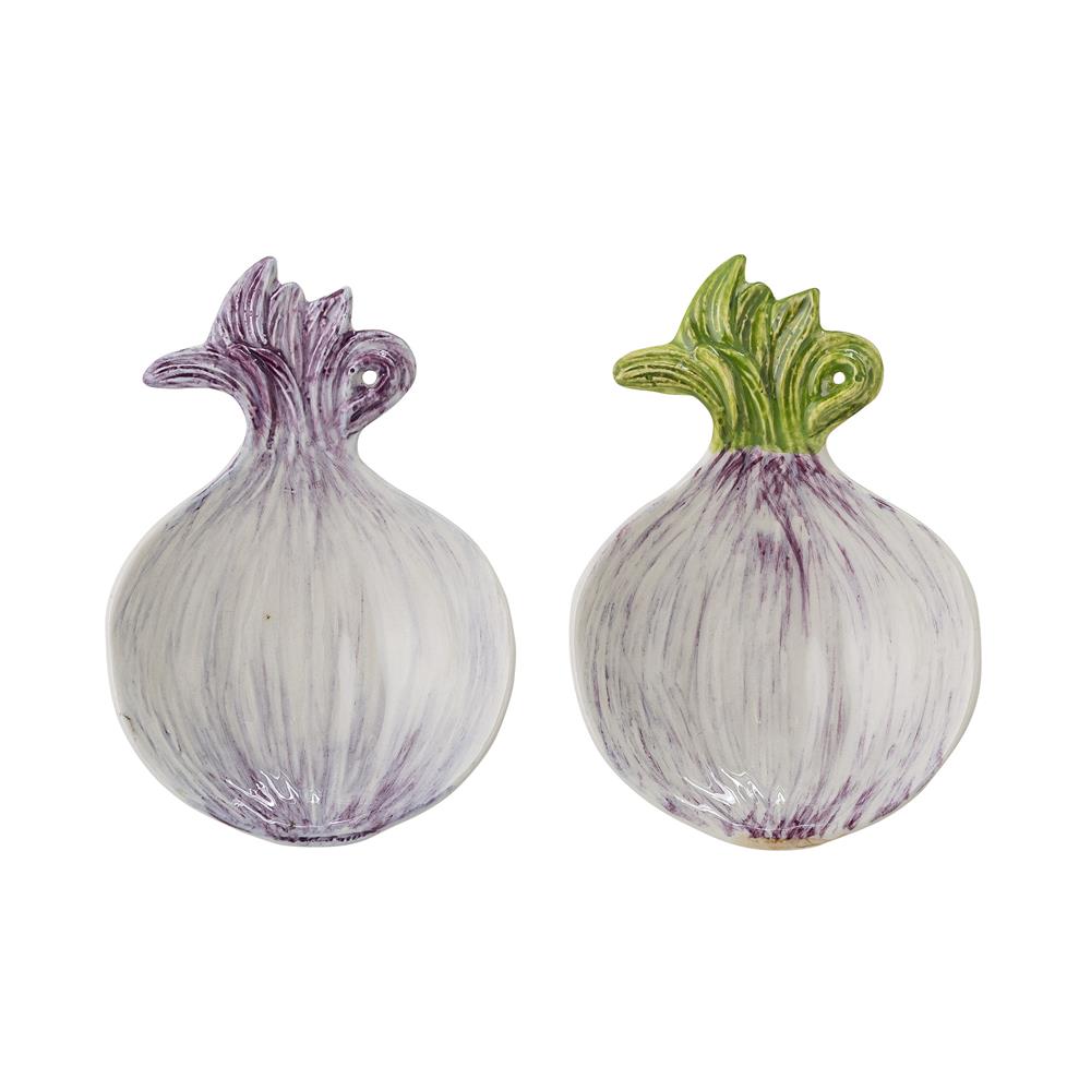 Bloomingville Mimosa Zwiebel Schale 2er Set Lila/Grün Steingut Schale Dekoschale dänisches Design