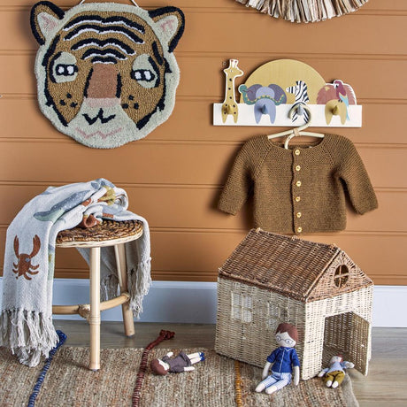 Bloomingville MINI Mallen Garderobenleiste Tiere Holz Kinderzimmer Hakenleiste