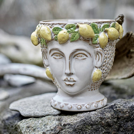 Bloomingville Limone Blumentopf Steingut gelb D16,5xH16 cm mediterranes Design