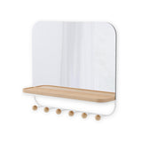 Umbra Estique Wandspiegel mit Ablage und 6 Haken, Accessoire Organizer für den Eingang, in Weiß