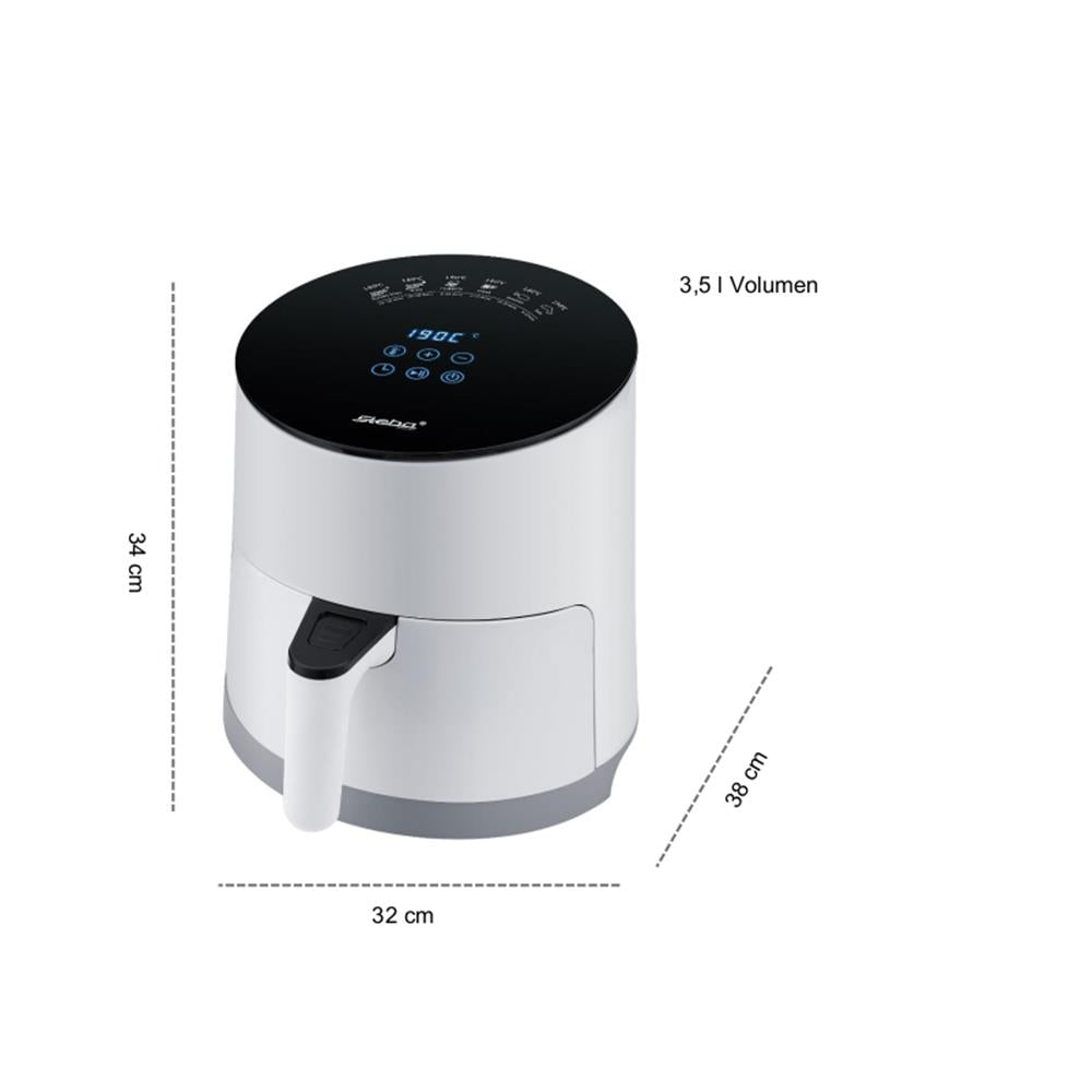 Steba Heißluft Fritteuse HF 1000 Touch Display Reisefritteuse Weiß/Schwarz