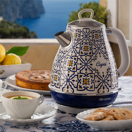 Ariete Capri Wasserkocher, Mediterranes Design, 1,7L Edelstahlkessel, 2200W