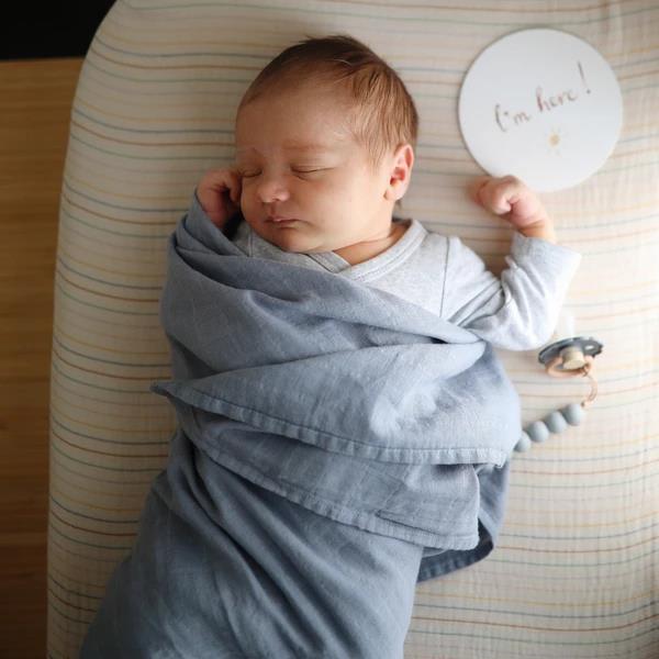 Mushie Musselin-Baby-Wickeldecke, Tradewinds, Pucktuch aus 100% Bio-Baumwolle