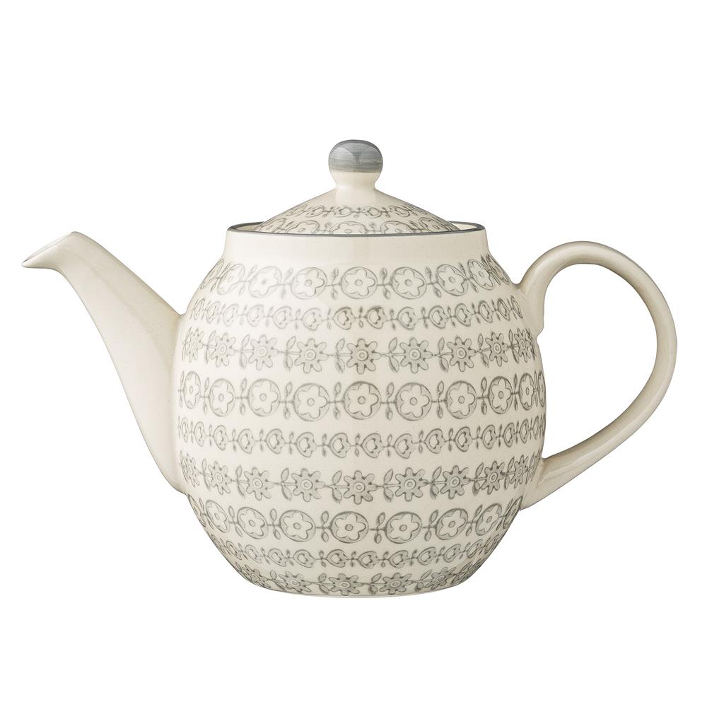 Bloomingville Karine Kanne mit Deckel 1,2L aus Keramik für Kaffee und Tee im dänischen Design