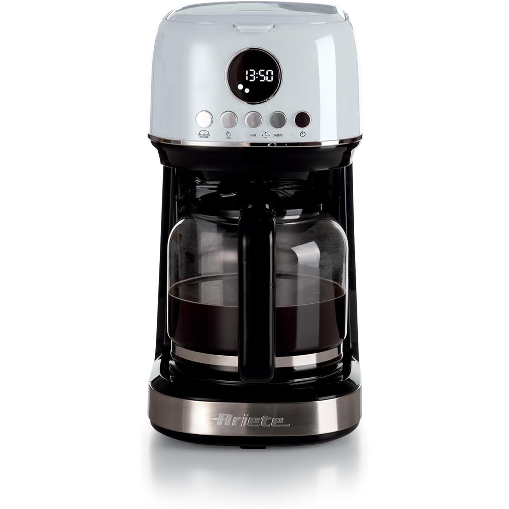 Ariete Moderna Filterkaffeemaschine, Weiß, 15 Tassen Kaffeemaschine, mit Glaskanne