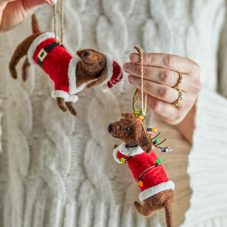 Bloomingville Monty Baumschmuck, Bunt, Hunde Weihnachtsanhänger 2er Set