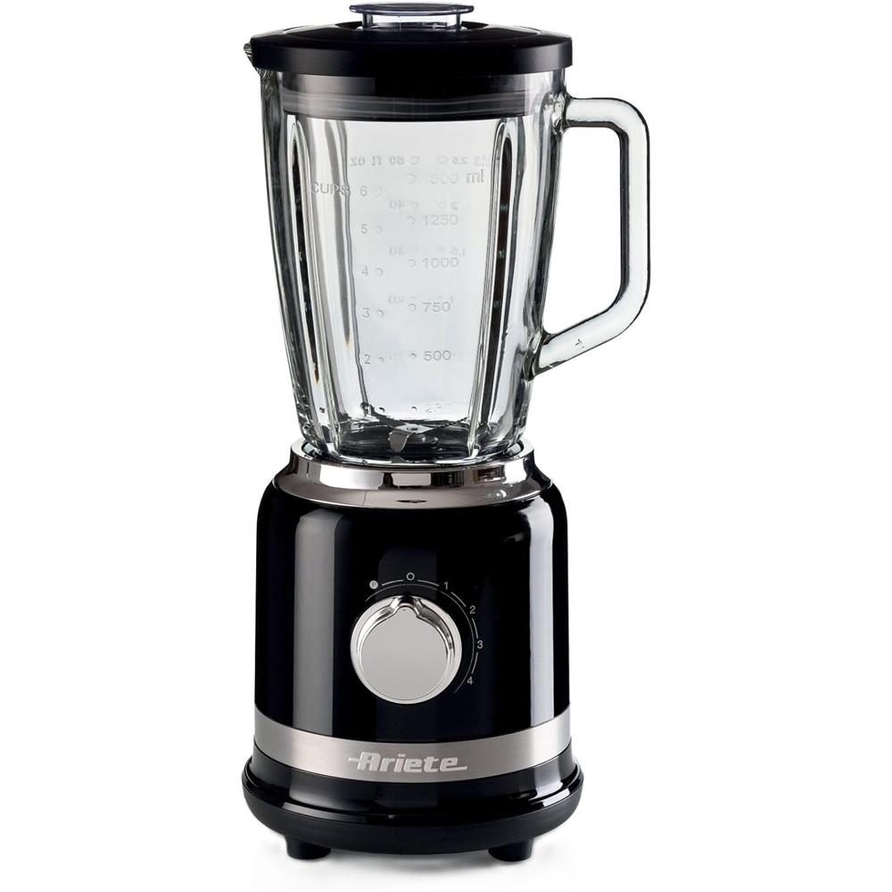 Ariete Moderna Standmixer, Schwarz, Glasbehälter 1,5L, Smoothie Maker, Modernes Design
