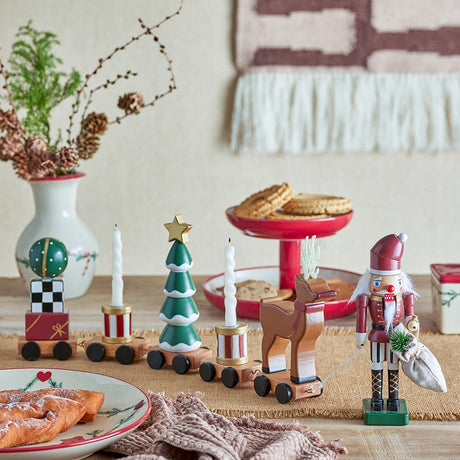 Bloomingville Vadim Weihnachtsmann-Zug – 51 cm Weihnachtsdeko aus Holz mit Kerzenhaltern, dänisches Design