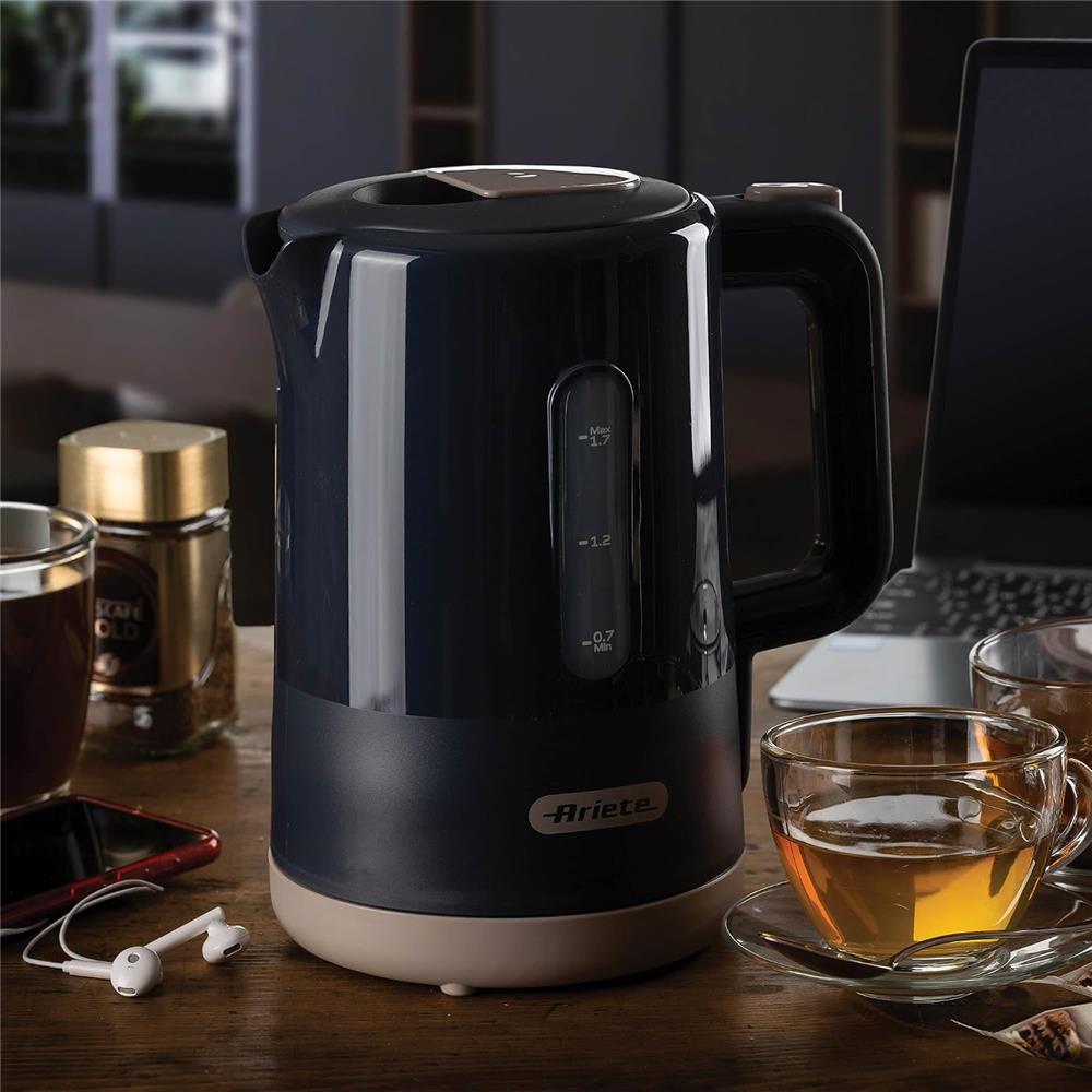 Ariete Breakfast Wasserkocher, Dunkelgrau, 1,7L, Wasserstandsanzeige, 2200W, Klassisches Design