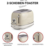 Ariete Vintage Toaster, Beige, 2-Scheiben-Toaster mit 6 Bräunungsstufen, 810W