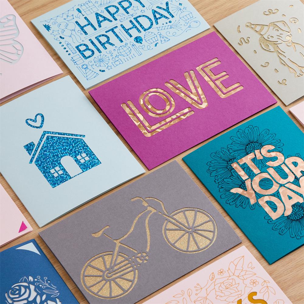 Cricut Cutaway Cards Neutral S40 Klebekarten mit Hintergrundblätter 14 Stück
