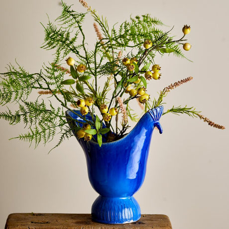 Bloomingville Wylie Vase Pfau Steingut blau L26xH29xB15 cm