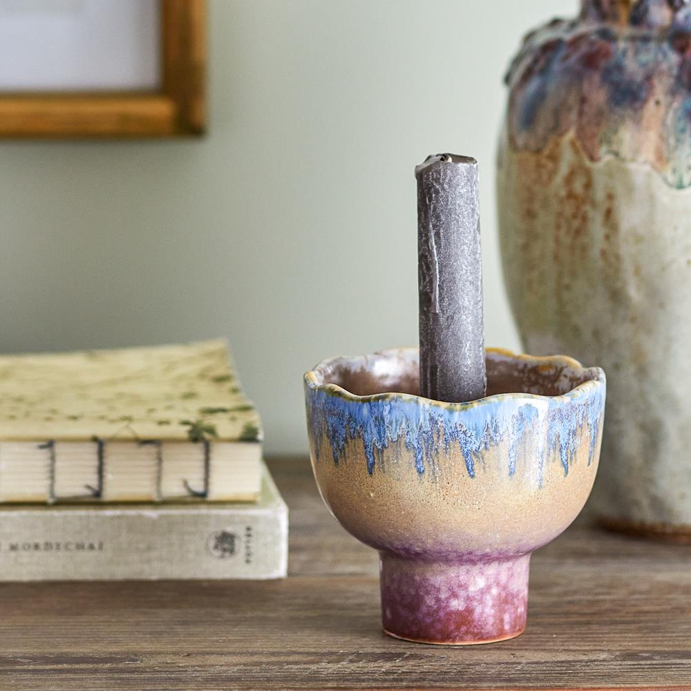 Bloomingville Cloe Kerzenhalter bunt Steingut blau rosa 10 cm