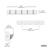 Umbra Flip Wandgarderobe, Garderobenleiste in Weiß, mit 5 beweglichen Haken in Silber