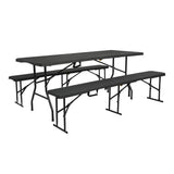NILS CAMP Klappbank 180 cm Dunkelgrau für Garten Camping Events faltbare Sitzbank Outdoor